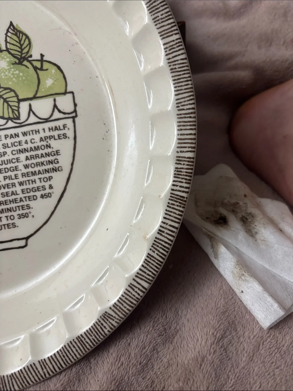 Vintage Royal China Country Harvest Ceramic Apple Pie Recipe Baking Plate 11”